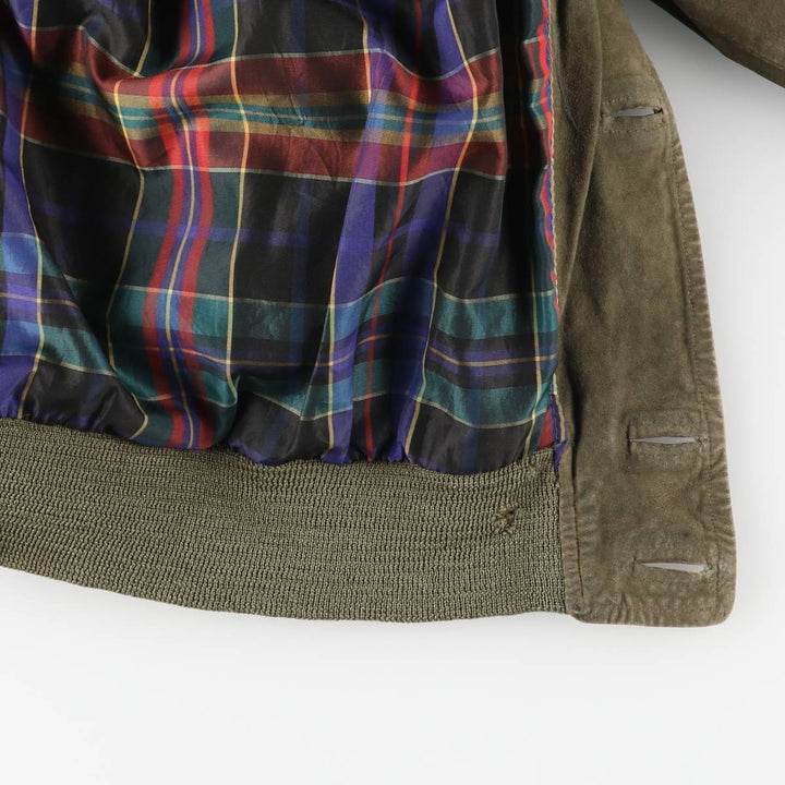 Vintage Balster Jacket, Suede Leather Blouson, Men's Size L Genuine Leather Suede Leather Khaki type Vintage Second Hand