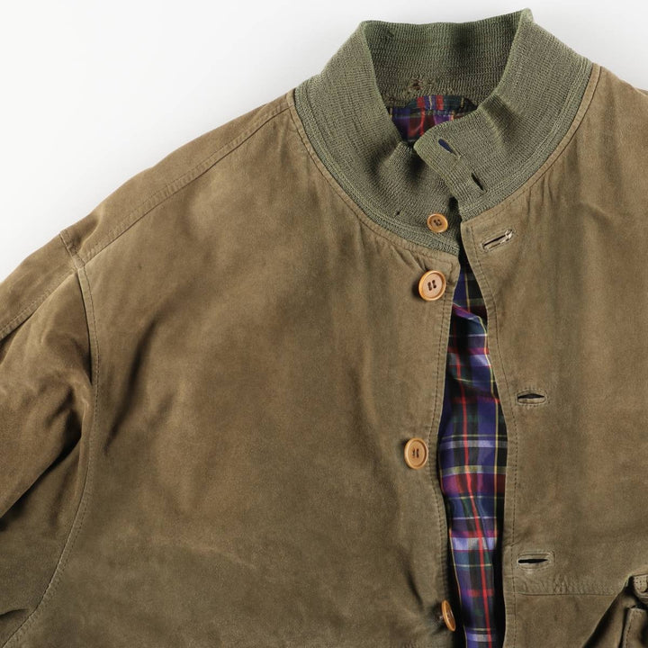 Vintage Balster Jacket, Suede Leather Blouson, Men's Size L Genuine Leather Suede Leather Khaki type Vintage Second Hand