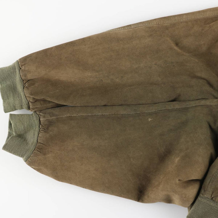 Vintage Balster Jacket, Suede Leather Blouson, Men's Size L Genuine Leather Suede Leather Khaki type Vintage Second Hand