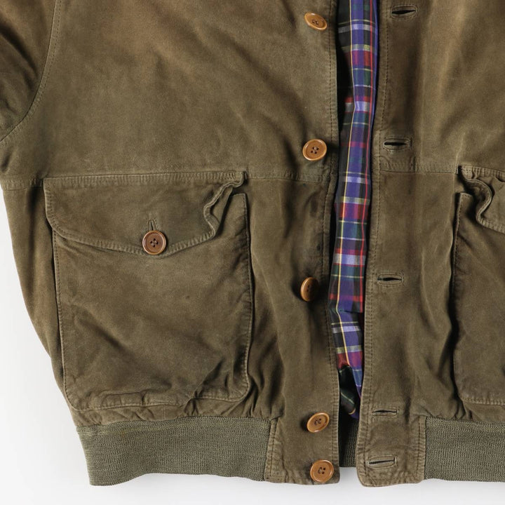 Vintage Balster Jacket, Suede Leather Blouson, Men's Size L Genuine Leather Suede Leather Khaki type Vintage Second Hand