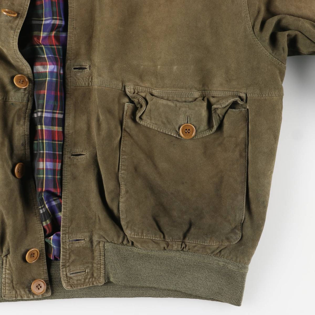 Vintage Balster Jacket, Suede Leather Blouson, Men's Size L Genuine Leather Suede Leather Khaki type Vintage Second Hand