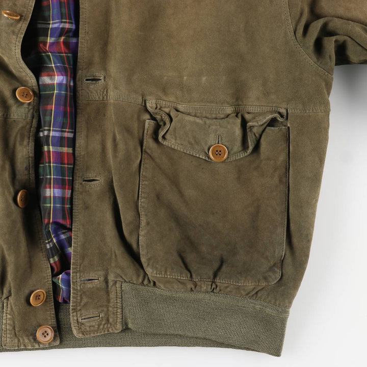 Vintage Balster Jacket, Suede Leather Blouson, Men's Size L Genuine Leather Suede Leather Khaki type Vintage Second Hand