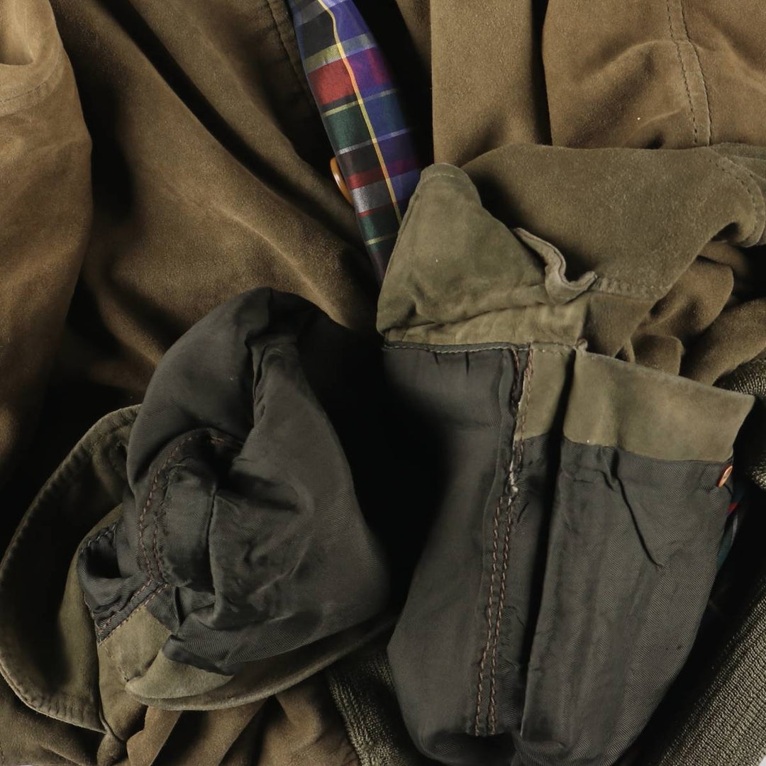 Vintage Balster Jacket, Suede Leather Blouson, Men's Size L Genuine Leather Suede Leather Khaki type Vintage Second Hand