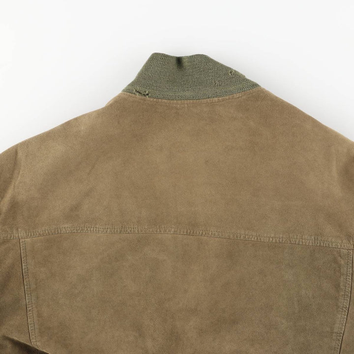 Vintage Balster Jacket, Suede Leather Blouson, Men's Size L Genuine Leather Suede Leather Khaki type Vintage Second Hand