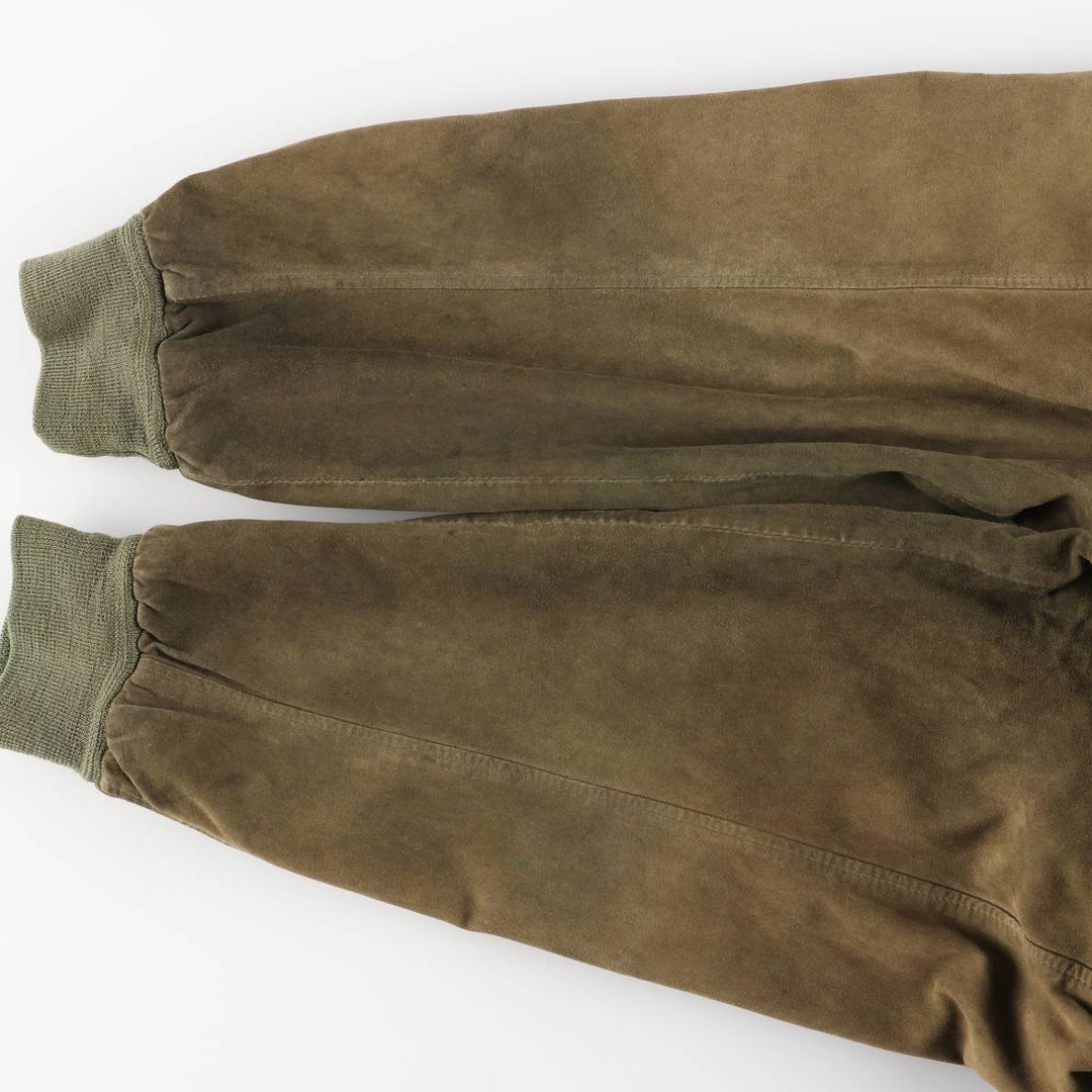 Vintage Balster Jacket, Suede Leather Blouson, Men's Size L Genuine Leather Suede Leather Khaki type Vintage Second Hand