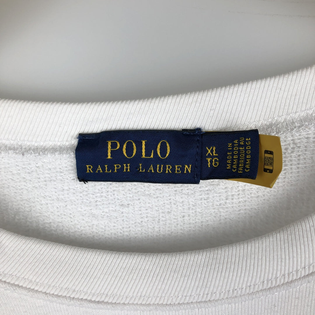 Ralph Lauren POLO RALPH LAUREN logo sweatshirt, men's size XL cotton white type Vintage Second Hand
