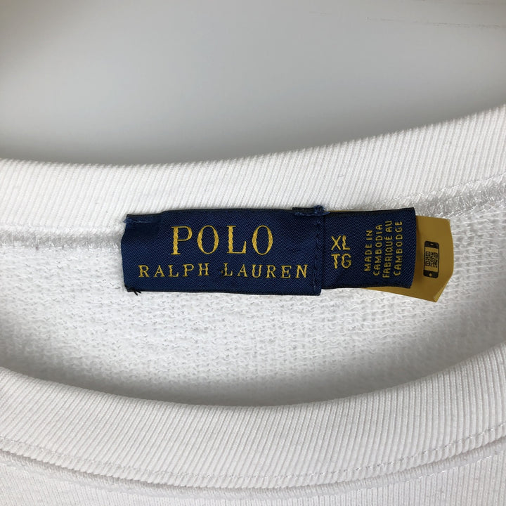 Ralph Lauren POLO RALPH LAUREN logo sweatshirt, men's size XL cotton white type Vintage Second Hand