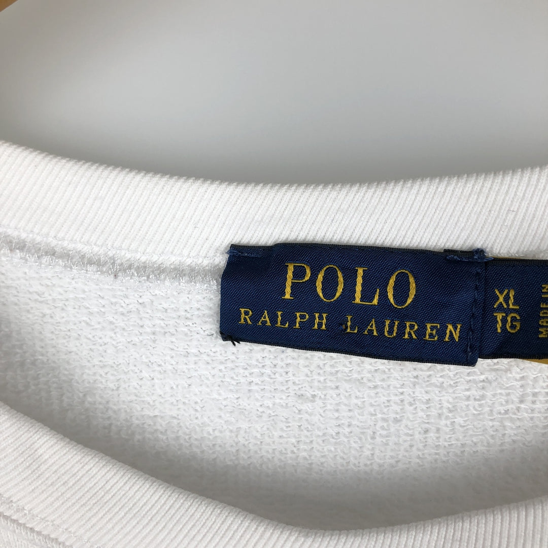 Ralph Lauren POLO RALPH LAUREN logo sweatshirt, men's size XL cotton white type Vintage Second Hand