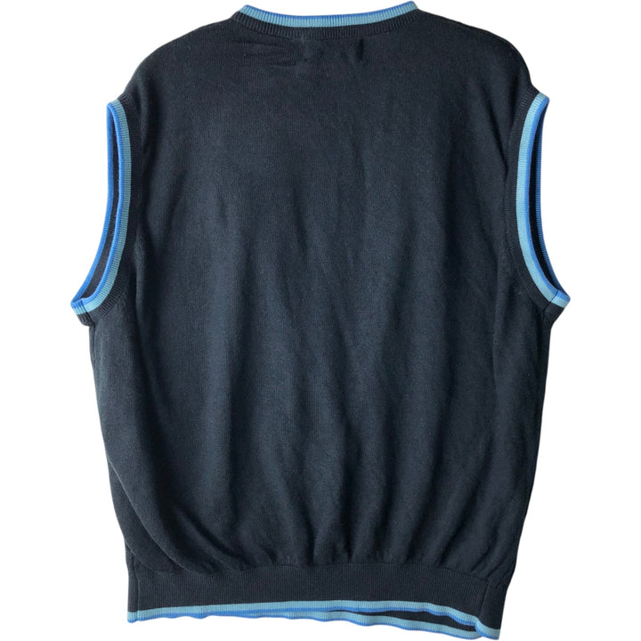 GIANFRANCO RUFFINI Cable Knit V-Neck Acrylic Knit Vest, Men's Size Medium acrylic navy blue type Vintage Second Hand