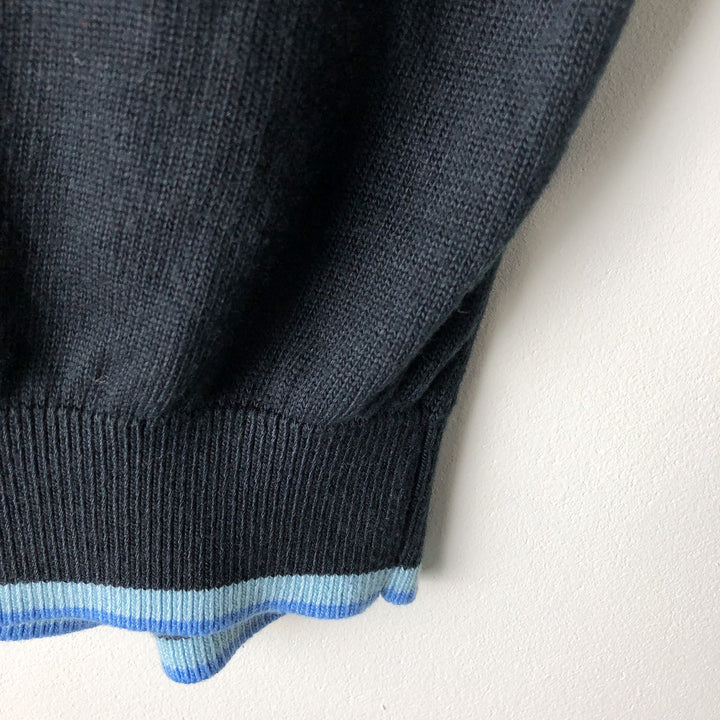 GIANFRANCO RUFFINI Cable Knit V-Neck Acrylic Knit Vest, Men's Size Medium acrylic navy blue type Vintage Second Hand