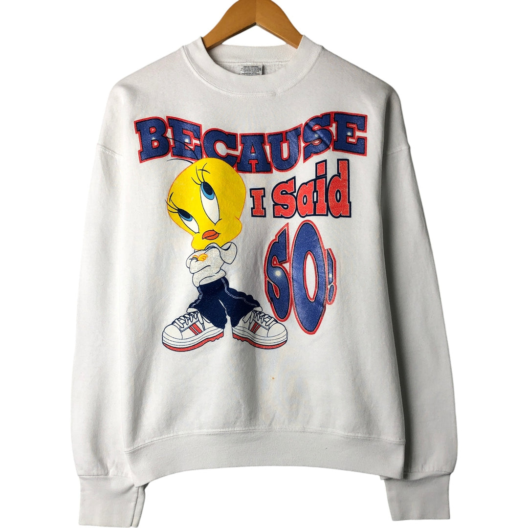 Vintage 90'S Looney Tunes Tweety character sweatshirt, size L, men's cotton white type Vintage Second Hand