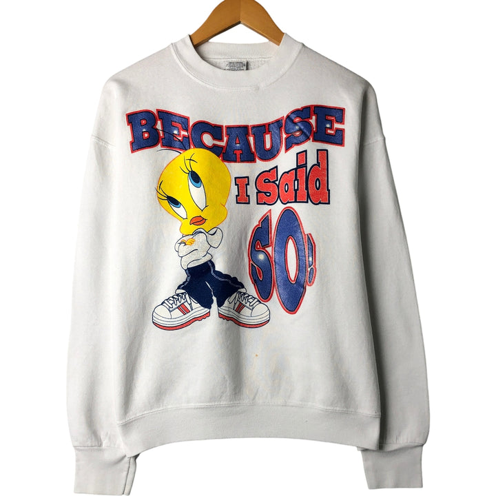 Vintage 90'S Looney Tunes Tweety character sweatshirt, size L, men's cotton white type Vintage Second Hand