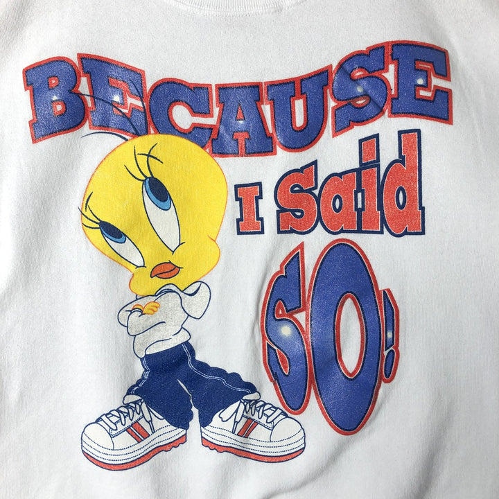 Vintage 90'S Looney Tunes Tweety character sweatshirt, size L, men's cotton white type Vintage Second Hand