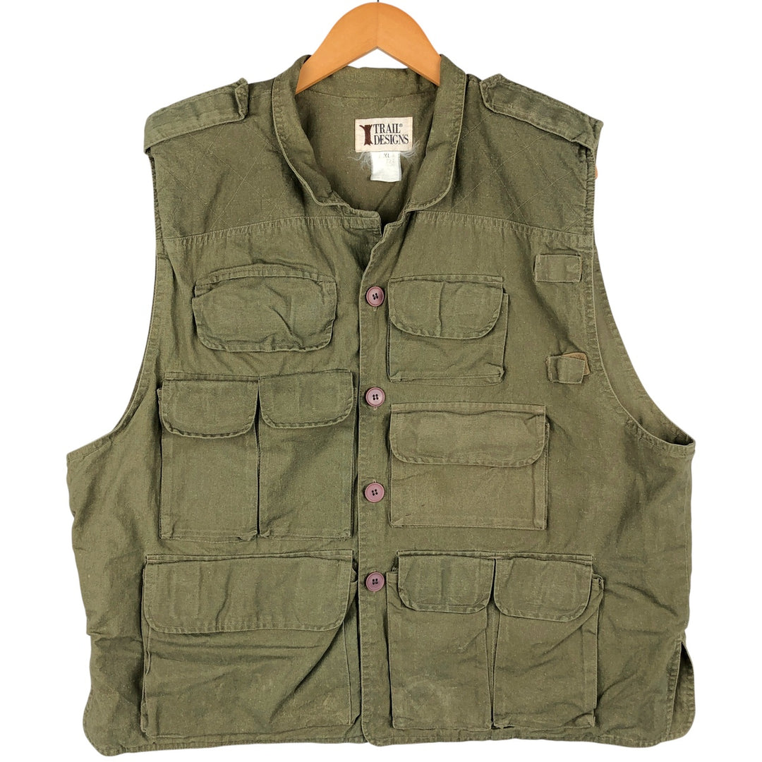 Vintage 90'S TRAIL DESIGNS hunting vest, men's size XL unclear Green type dark green Vintage Second Hand