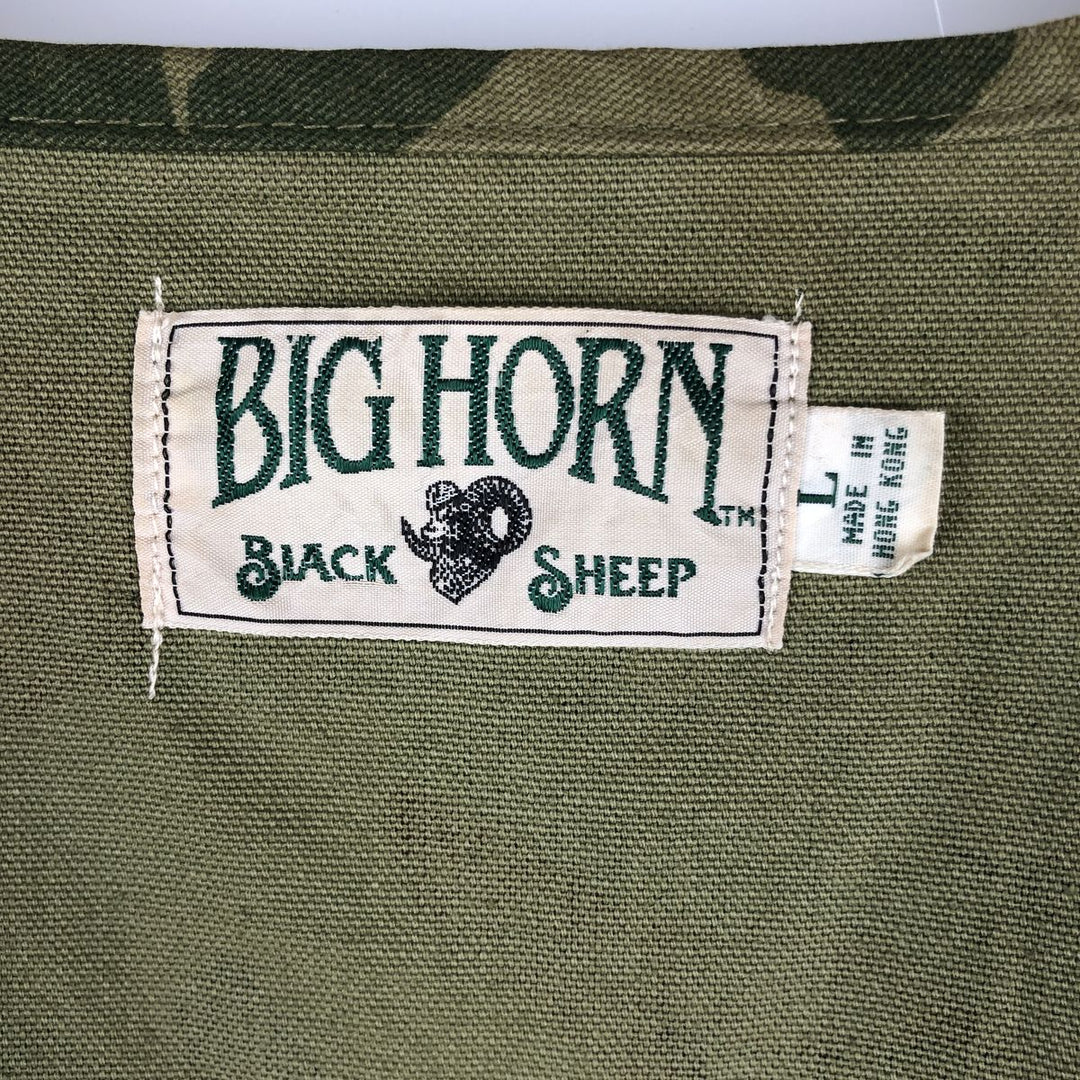 Vintage 90'S Black Sheep Big Horn Hunting Vest, Men's Size L cotton Khaki type Vintage Second Hand