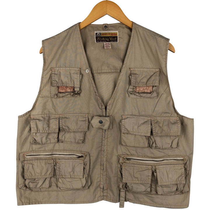 Vintage 1980'S Wild Life Brand fishing vest, men's size L cotton Beige type Vintage Second Hand