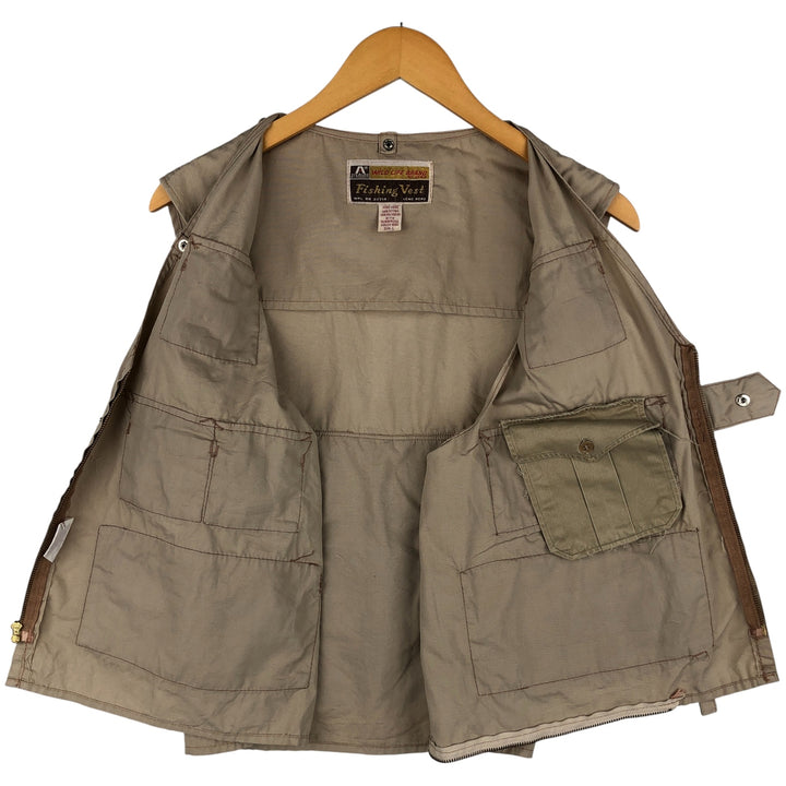 Vintage 1980'S Wild Life Brand fishing vest, men's size L cotton Beige type Vintage Second Hand