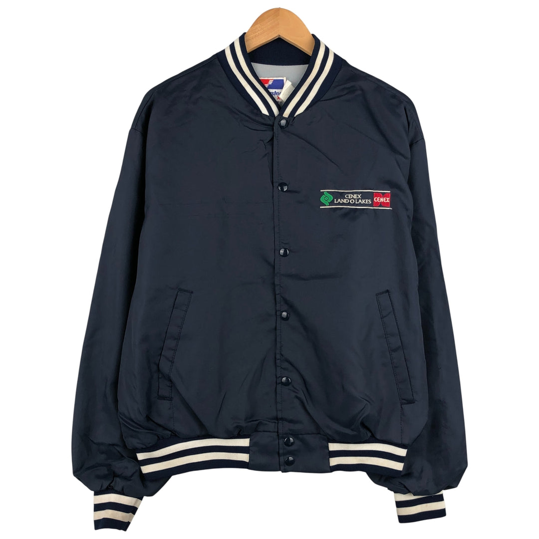 90'S Swingster Nylon Varsity Jacket, Award Jacket, Made in USA, Men's XL, Vintage unclear navy blue type Vintage Second Hand
