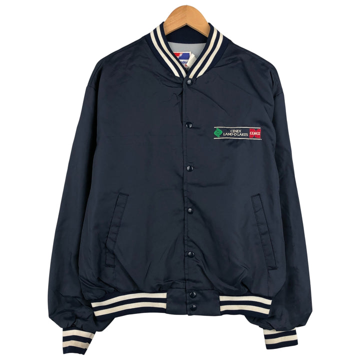 90'S Swingster Nylon Varsity Jacket, Award Jacket, Made in USA, Men's XL, Vintage unclear navy blue type Vintage Second Hand