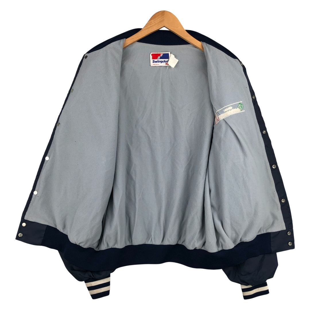 90'S Swingster Nylon Varsity Jacket, Award Jacket, Made in USA, Men's XL, Vintage unclear navy blue type Vintage Second Hand