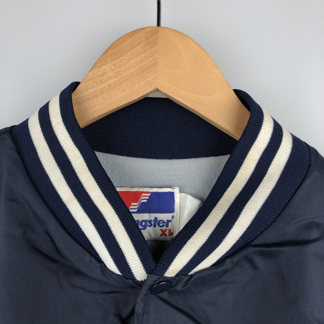 90'S Swingster Nylon Varsity Jacket, Award Jacket, Made in USA, Men's XL, Vintage unclear navy blue type Vintage Second Hand