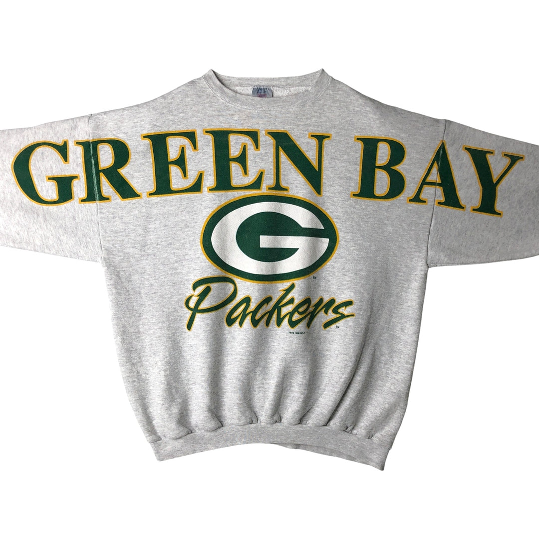 90'S Logo 7 NFL Green Bay Packers Large Print Sweatshirt, Men's Size XL cotton pale white type Vintage Second Hand