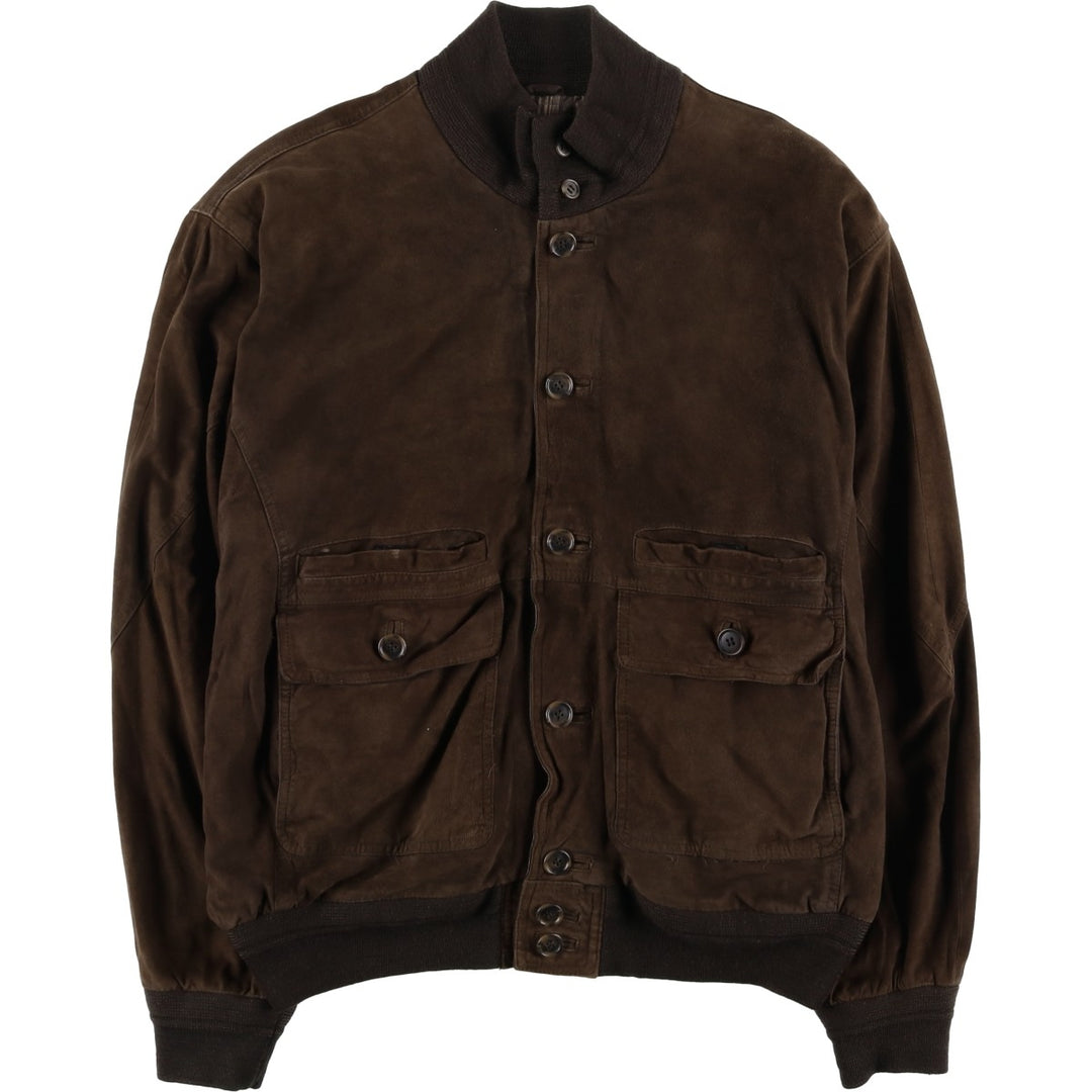 Balster Jacket, Suede Leather Blouson, Men's XL unclear brown type Vintage Second Hand