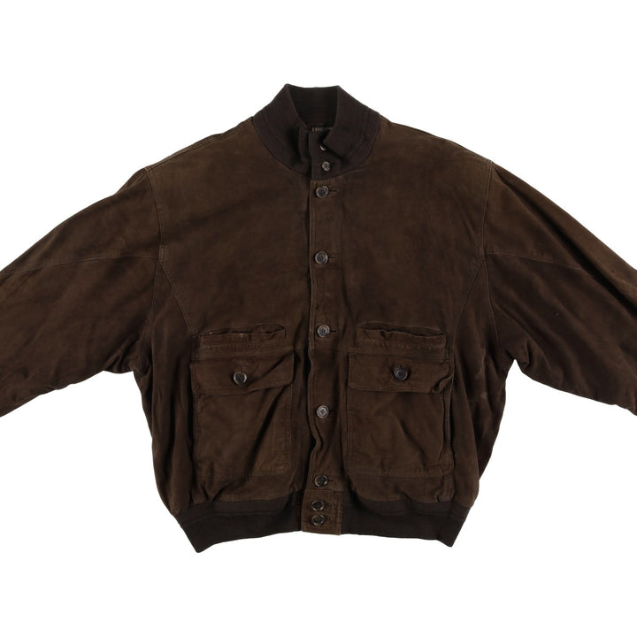 Balster Jacket, Suede Leather Blouson, Men's XL unclear brown type Vintage Second Hand