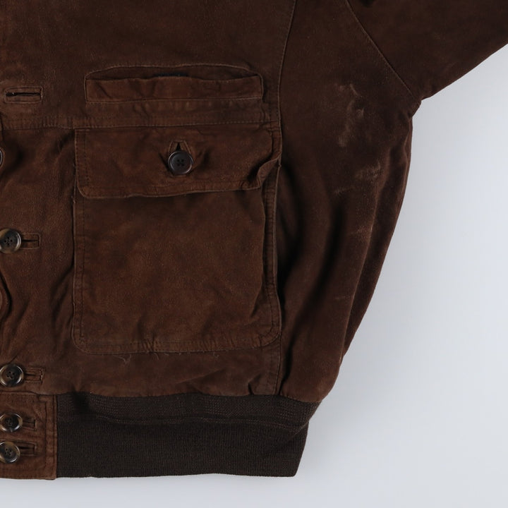 Balster Jacket, Suede Leather Blouson, Men's XL unclear brown type Vintage Second Hand