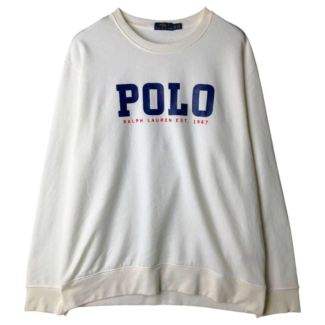 Ralph Lauren POLO RALPH LAUREN logo sweatshirt, men's size XL cotton white type Vintage Second Hand