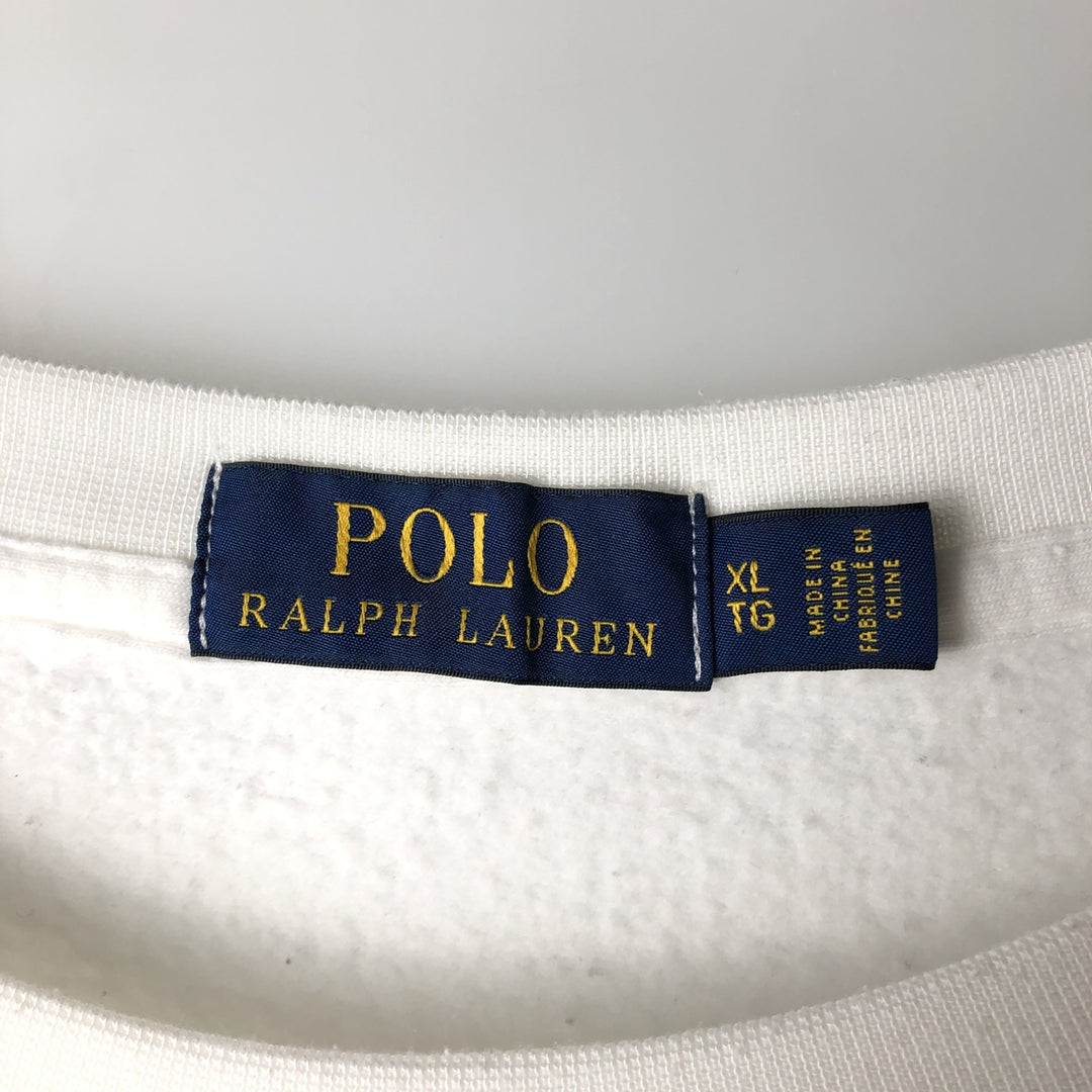 Ralph Lauren POLO RALPH LAUREN logo sweatshirt, men's size XL cotton white type Vintage Second Hand