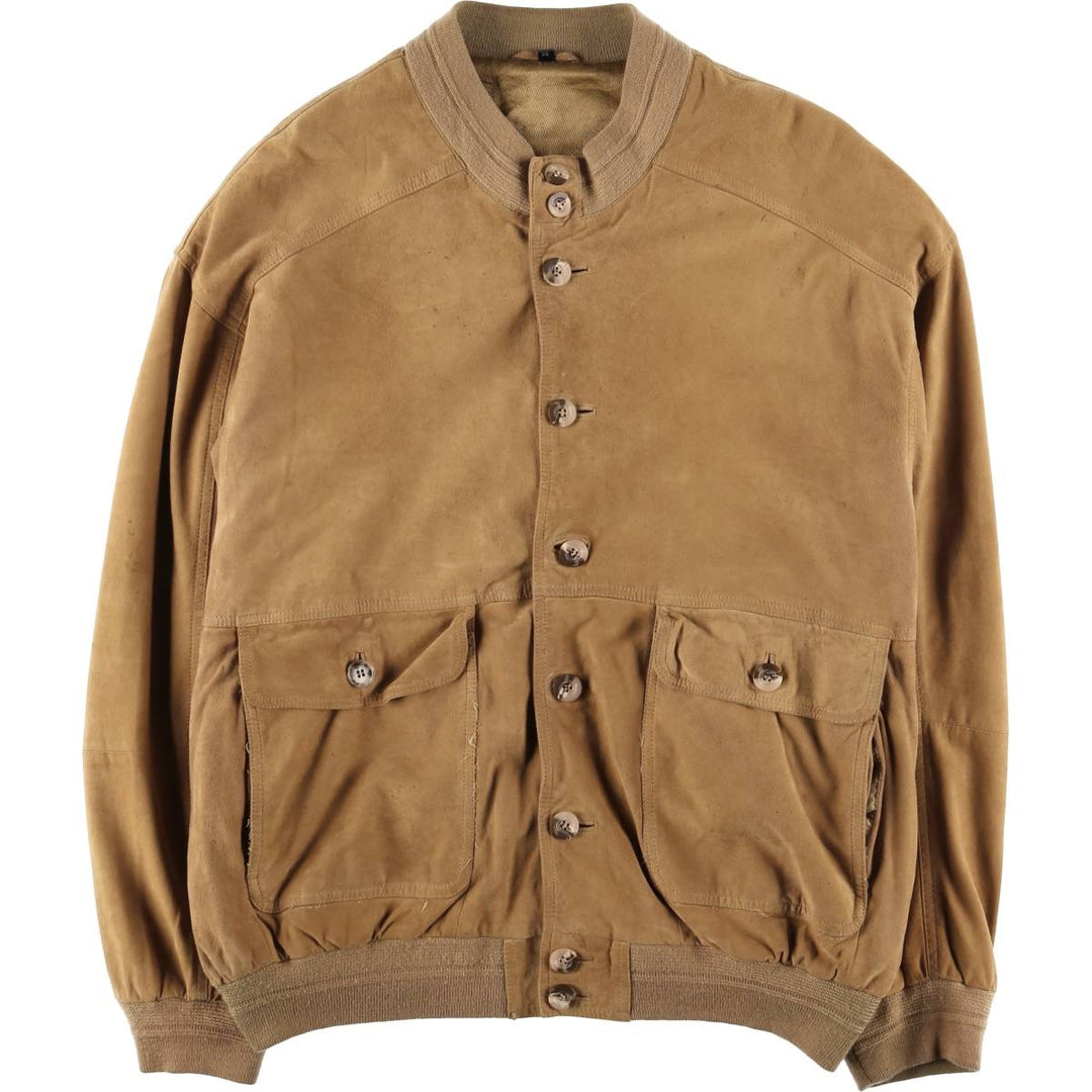 Balster Jacket, Suede Leather Blouson, Men's XL Genuine Leather Suede Leather Beige type Vintage Second Hand