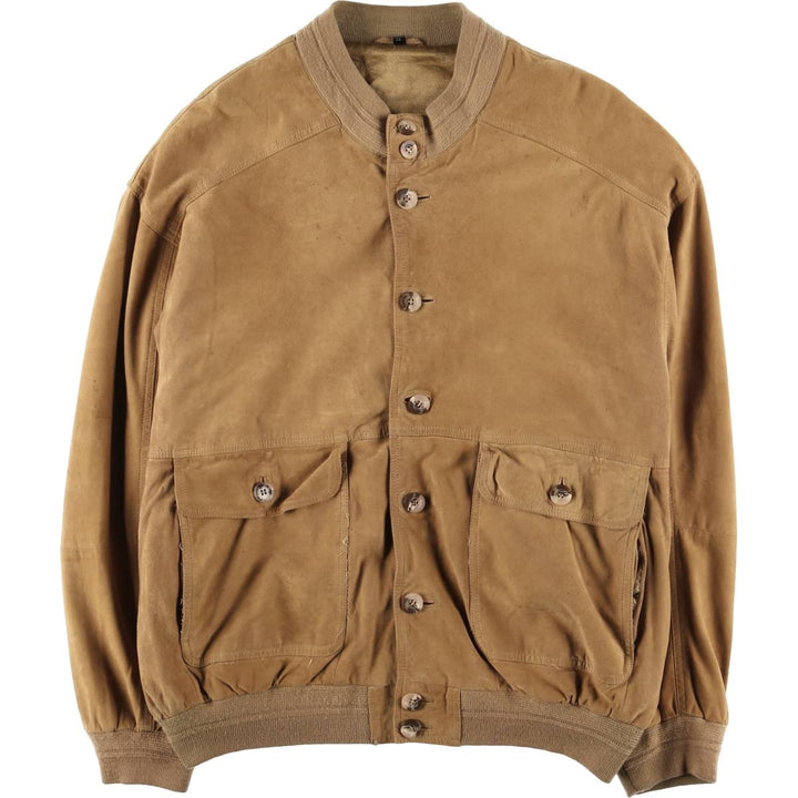 Balster Jacket, Suede Leather Blouson, Men's XL Genuine Leather Suede Leather Beige type Vintage Second Hand