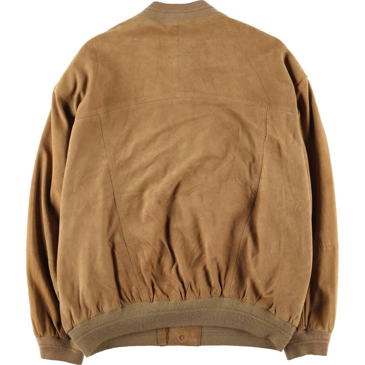 Balster Jacket, Suede Leather Blouson, Men's XL Genuine Leather Suede Leather Beige type Vintage Second Hand