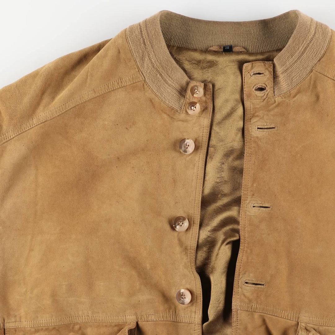 Balster Jacket, Suede Leather Blouson, Men's XL Genuine Leather Suede Leather Beige type Vintage Second Hand