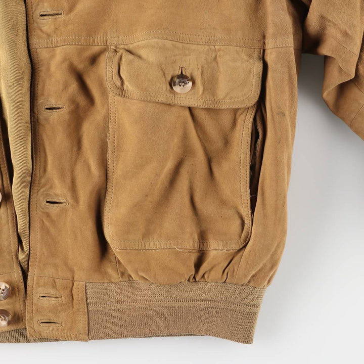 Balster Jacket, Suede Leather Blouson, Men's XL Genuine Leather Suede Leather Beige type Vintage Second Hand
