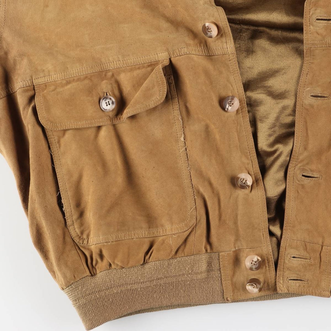 Balster Jacket, Suede Leather Blouson, Men's XL Genuine Leather Suede Leather Beige type Vintage Second Hand