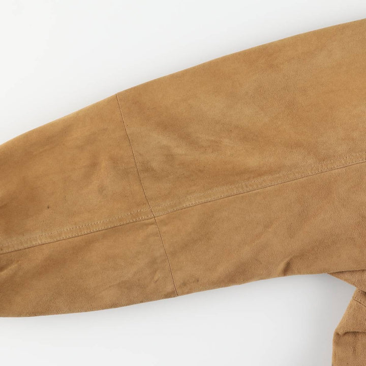Balster Jacket, Suede Leather Blouson, Men's XL Genuine Leather Suede Leather Beige type Vintage Second Hand