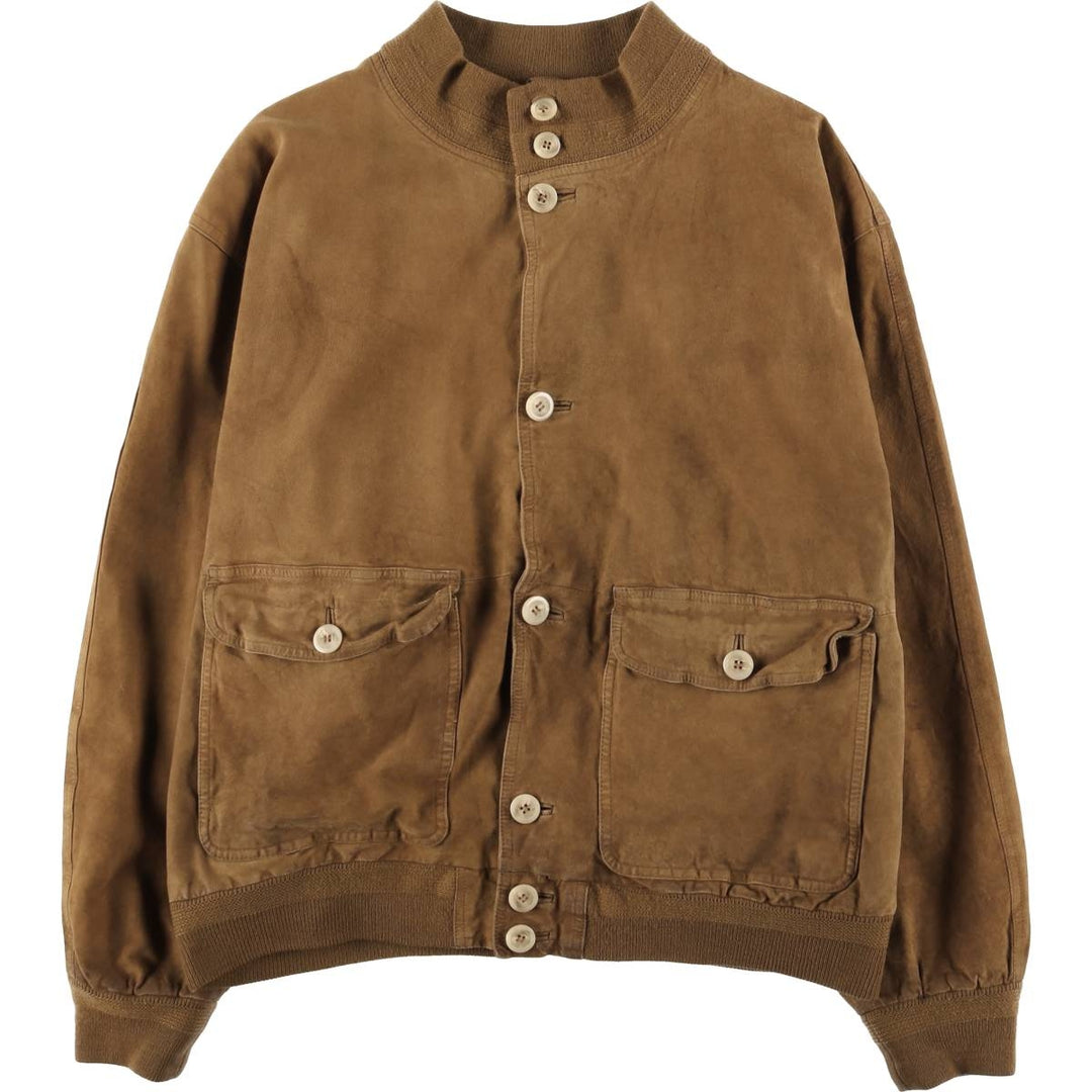 GALLOTTI UNICUIR suede leather blouson, Balster jacket, men's size L, vintage Genuine Leather Suede Leather beige type brown Vintage Second Hand