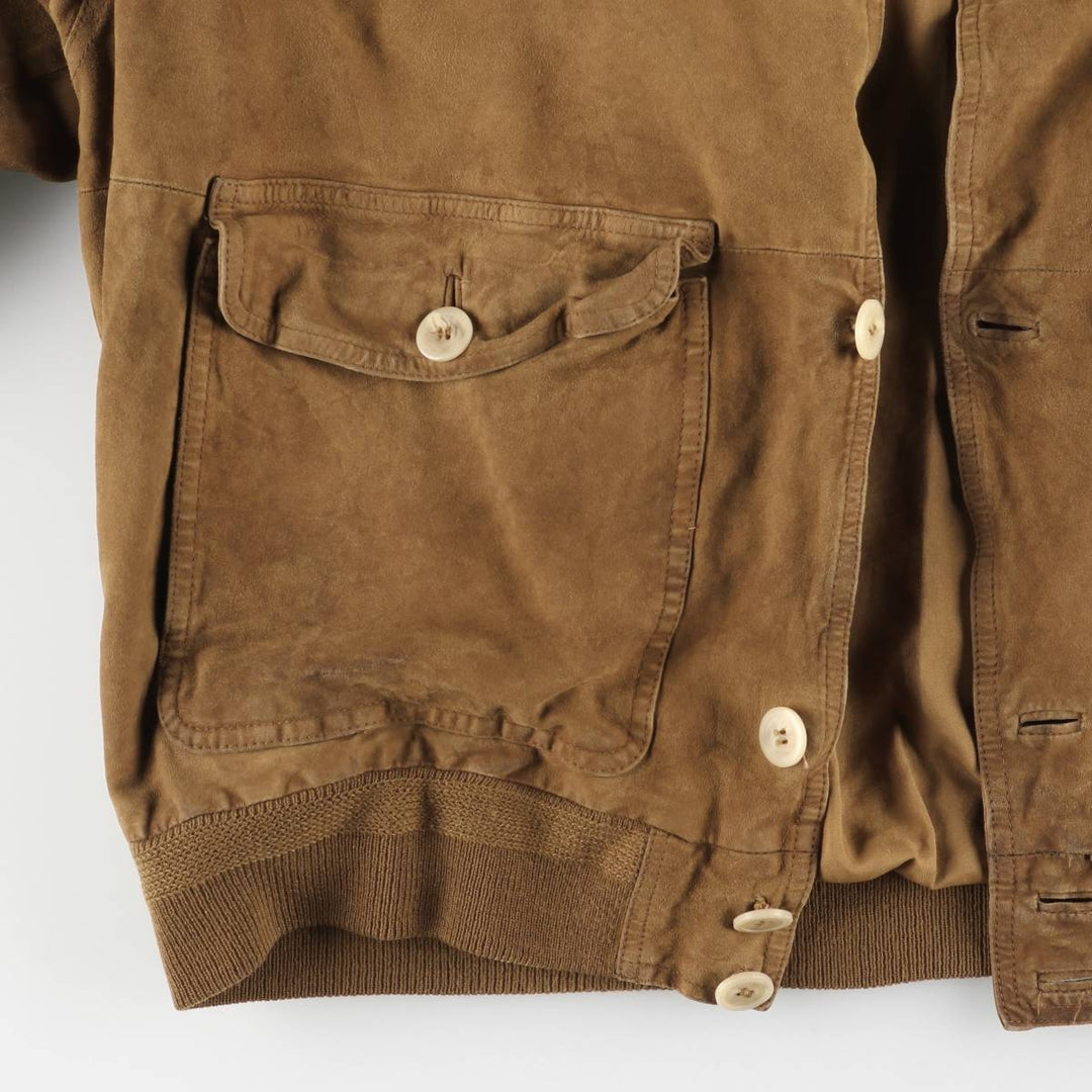 GALLOTTI UNICUIR suede leather blouson, Balster jacket, men's size L, vintage Genuine Leather Suede Leather beige type brown Vintage Second Hand