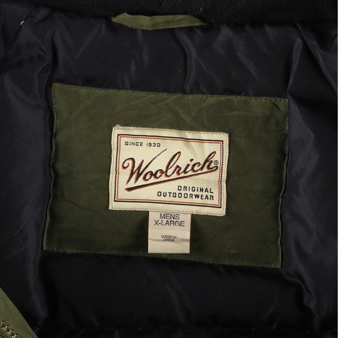 90s-00'S WOOLRICH Goose Down Parka, Men's XL polyester Khaki type Vintage Second Hand