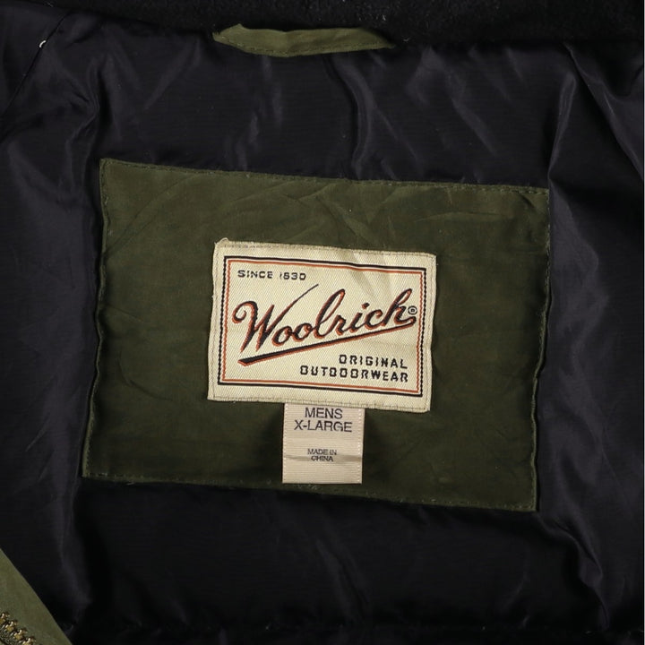 90s-00'S WOOLRICH Goose Down Parka, Men's XL polyester Khaki type Vintage Second Hand