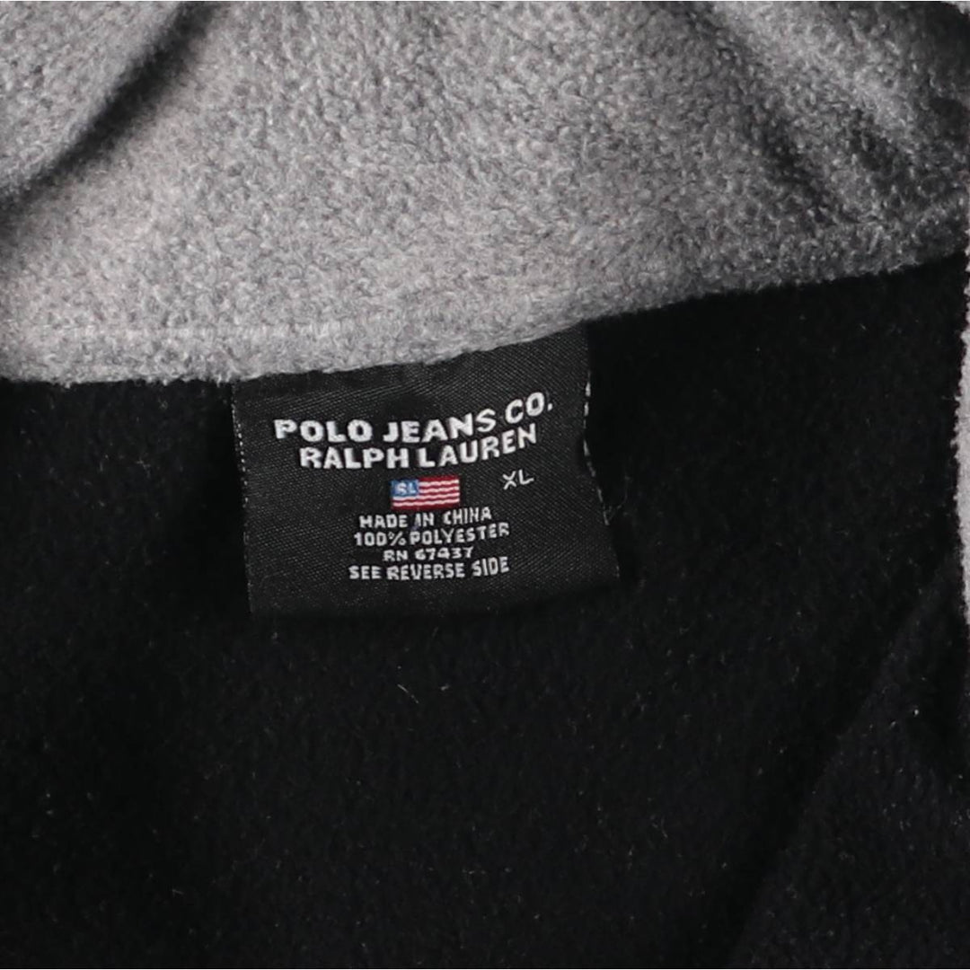 Ralph Lauren Polo Jeans Company Half-Zip Fleece Pullover, Men's XL polyester black type Vintage Second Hand