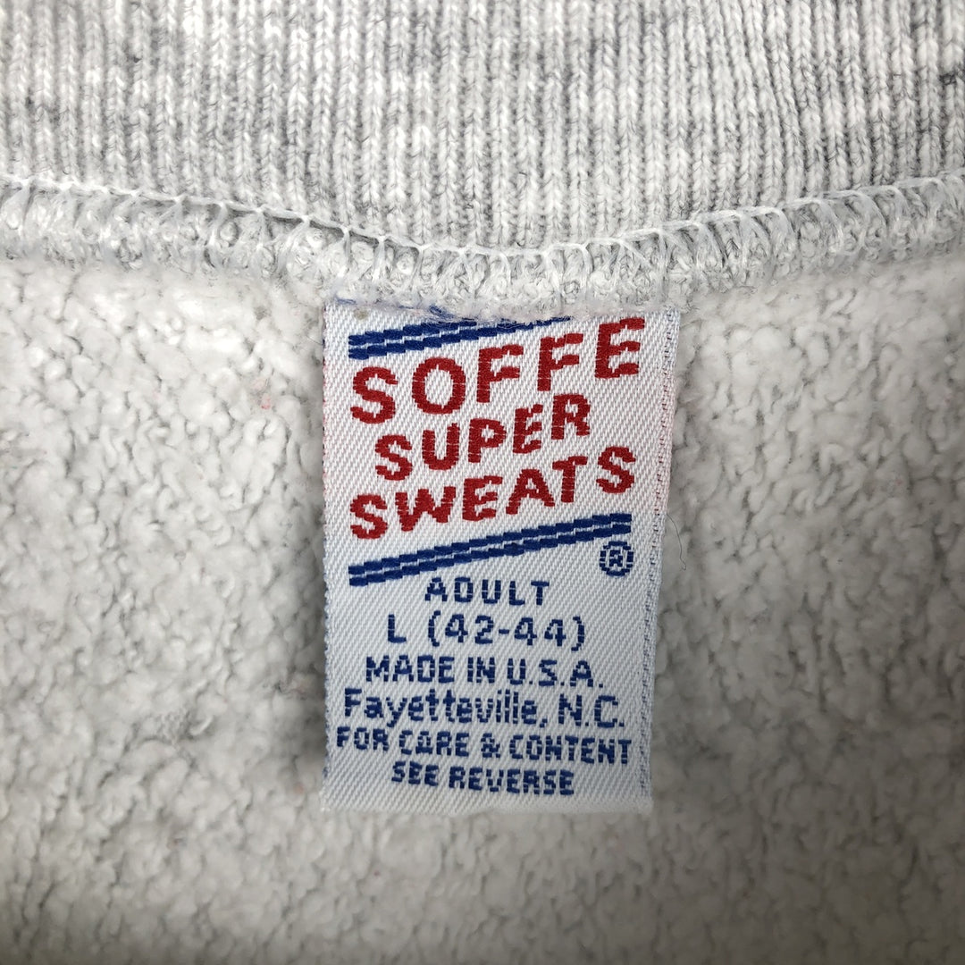 Vintage 90'S SOFFE SUPER SWEATS college sweatshirt, made in the USA, size L, men's cotton gray type Vintage Second Hand