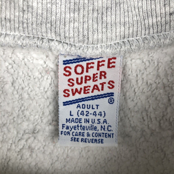 Vintage 90'S SOFFE SUPER SWEATS college sweatshirt, made in the USA, size L, men's cotton gray type Vintage Second Hand