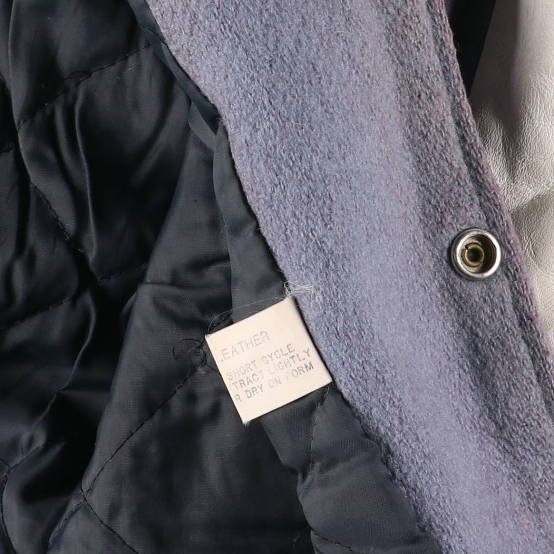 Vintage 70s-80'S Fordham Padded Varsity Jacket with Leather Sleeves and Wool Buttons, Men's Size L Genuine leather (sleeves) gray type Vintage Second Hand