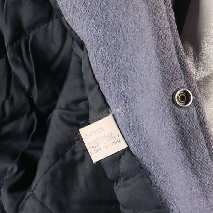 Vintage 70s-80'S Fordham Padded Varsity Jacket with Leather Sleeves and Wool Buttons, Men's Size L Genuine leather (sleeves) gray type Vintage Second Hand