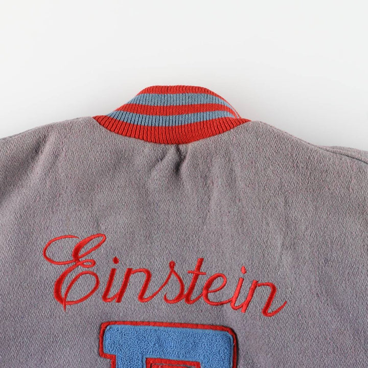 Vintage 70s-80'S Fordham Padded Varsity Jacket with Leather Sleeves and Wool Buttons, Men's Size L Genuine leather (sleeves) gray type Vintage Second Hand