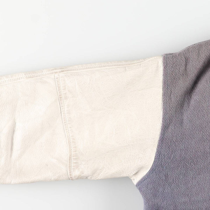 Vintage 70s-80'S Fordham Padded Varsity Jacket with Leather Sleeves and Wool Buttons, Men's Size L Genuine leather (sleeves) gray type Vintage Second Hand