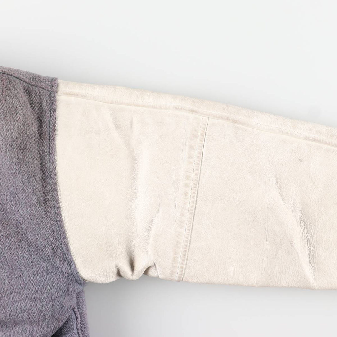 Vintage 70s-80'S Fordham Padded Varsity Jacket with Leather Sleeves and Wool Buttons, Men's Size L Genuine leather (sleeves) gray type Vintage Second Hand